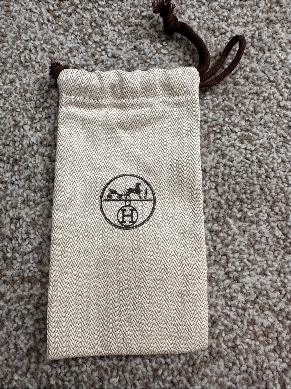 Hermes Beige Drawstring Dust Bag for Men’s Accessories